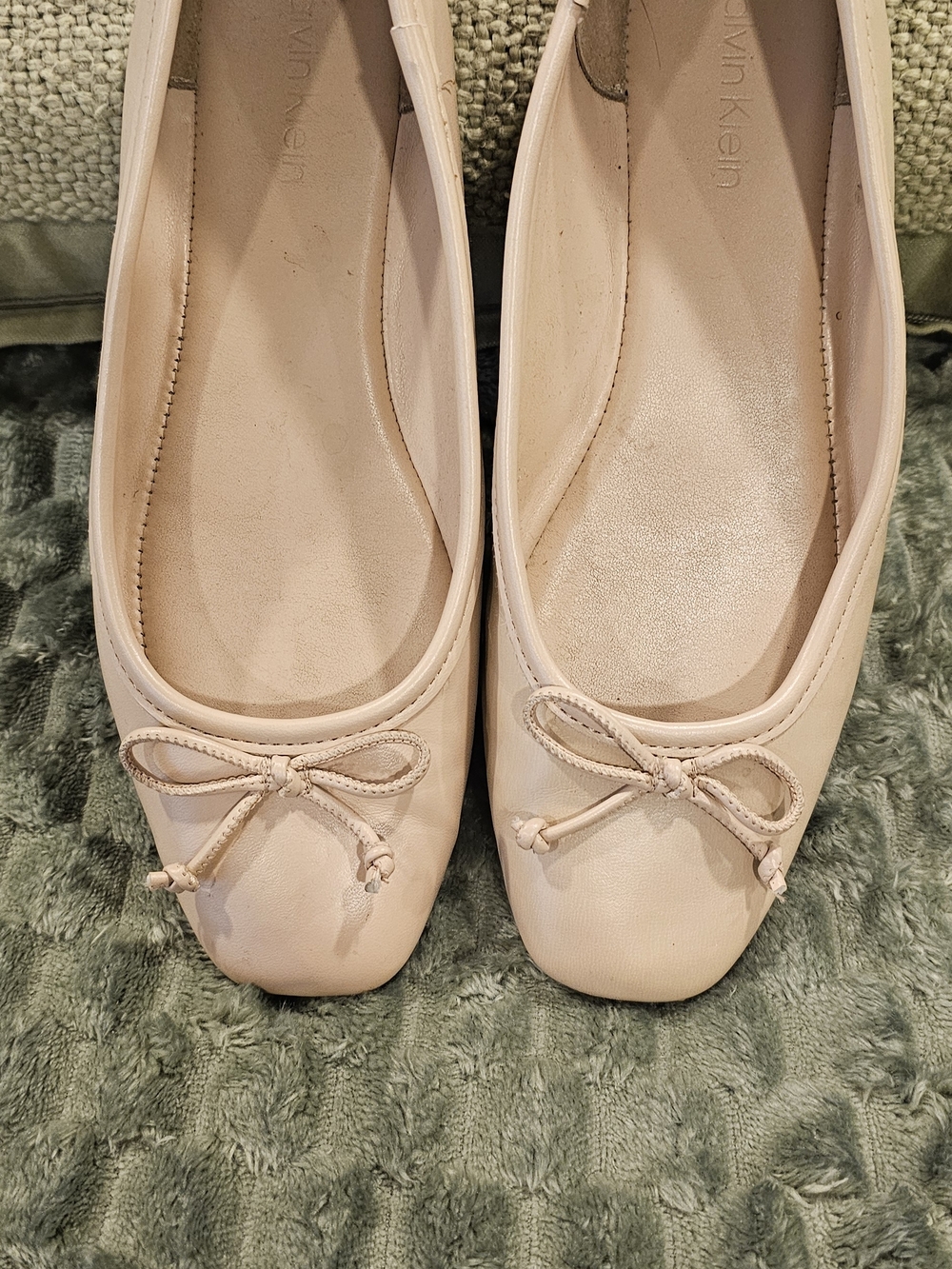 Calvin Klein Blush Pink Ballet Flats with Bow Accent